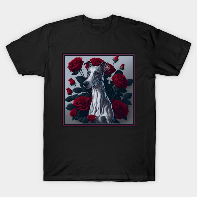 Whippet red roses 2 T-Shirt by xlhombat